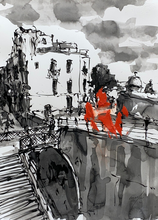 il-pont wara l-bieb 21.155 Drawing, 19.7x14.2 in