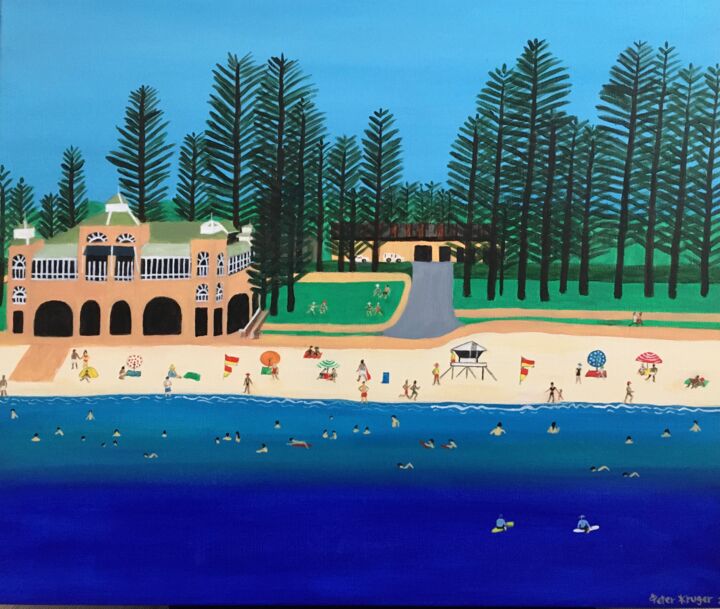 Painting titled "Cottesloe Beach" by Peter Kruger, Original Artwork, Acrylic