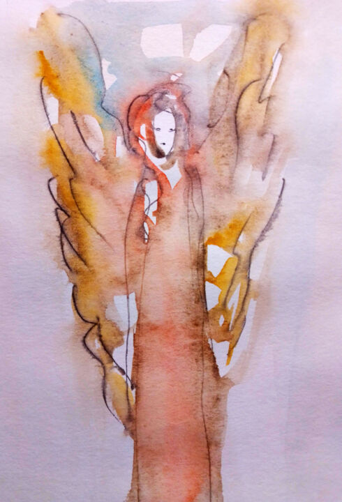 Angel #23 绘画, 5.9x3.9 in