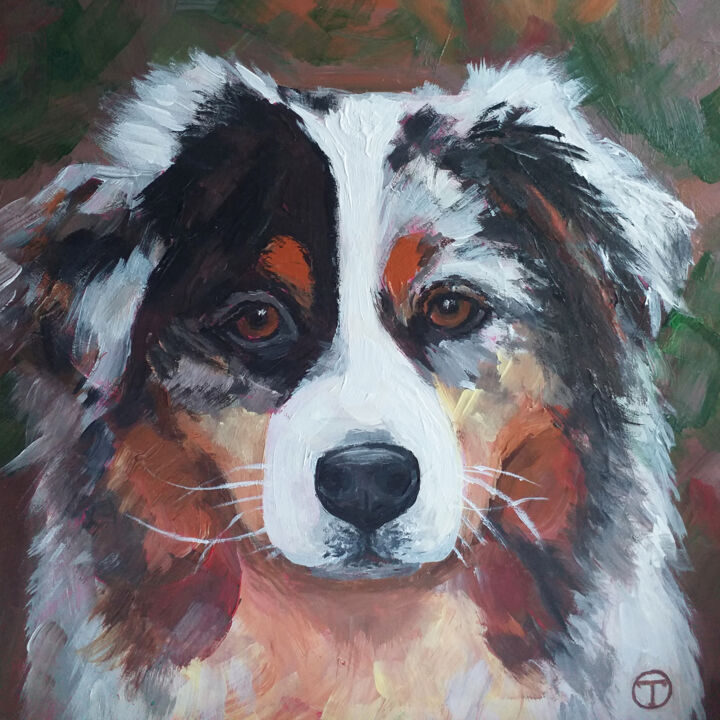 绘画 标题为“Australian shepherd” 由Olia Tomkova, 原创艺术品, 丙烯