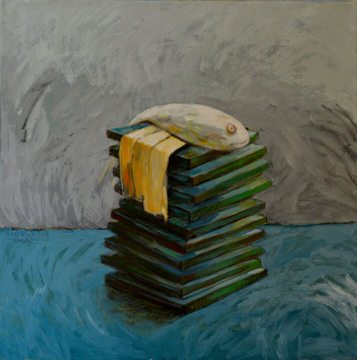 White Fish 绘画, 31.5x31.5 in