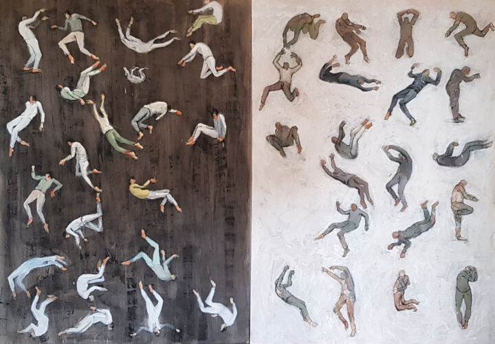 Falling 绘画, 78.7x110.2 in