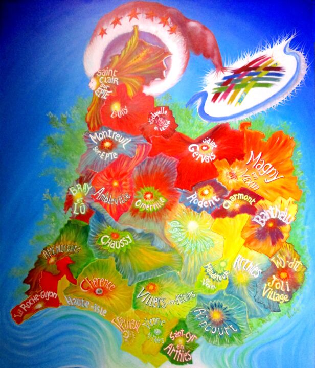 NOËL 2021 Saint-Clair-sur-Epte en hauts du CCVVS 绘画, 62.2x53.2 in