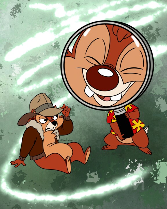 Funny chipmunks Chip and Dale 数字艺术