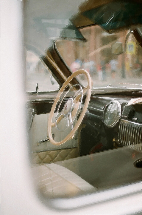 Vintage Interior Car Men Gift Retro Window 绘画, 24x16 in