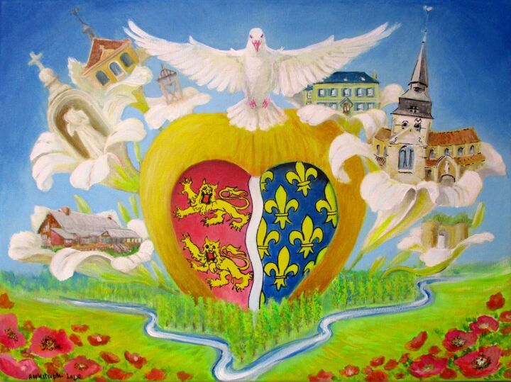 La Colombe de la paix 911 St-Clair-sur-Epte, Noël 2020 绘画, 11.8x15.8 in