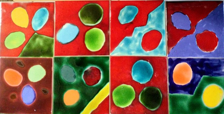 Art mural de 8 carreaux 15 x 15 cm 雕塑, 23.6x11.8 in