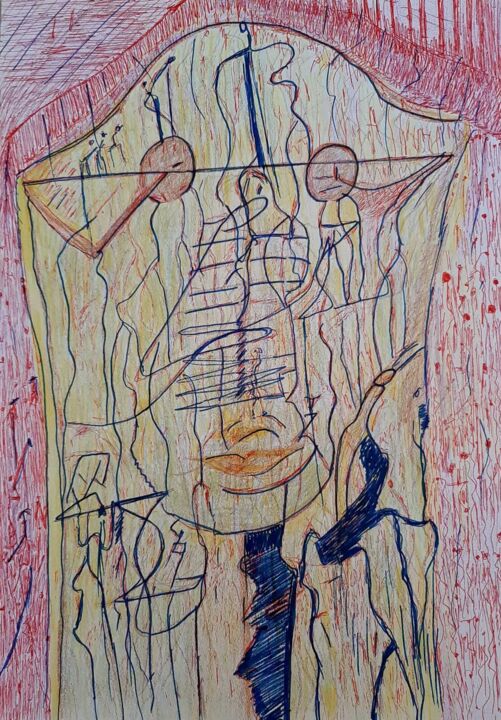 Drawing titled "Oh My God" by Eyşan Utku, Original Artwork, Marker