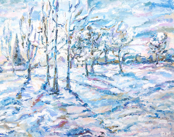 제목이 "Winter snow landsca…"인 미술작품 Maria Delendik로, 원작, 기름