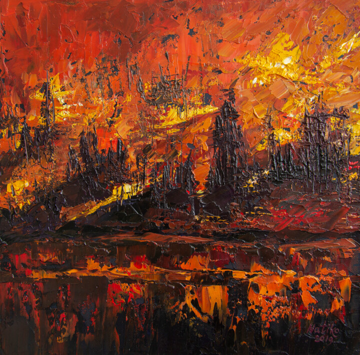 CRYING FOREST OF SIBERIA. Canvas 1. 绘画, 11.8x11.8 in