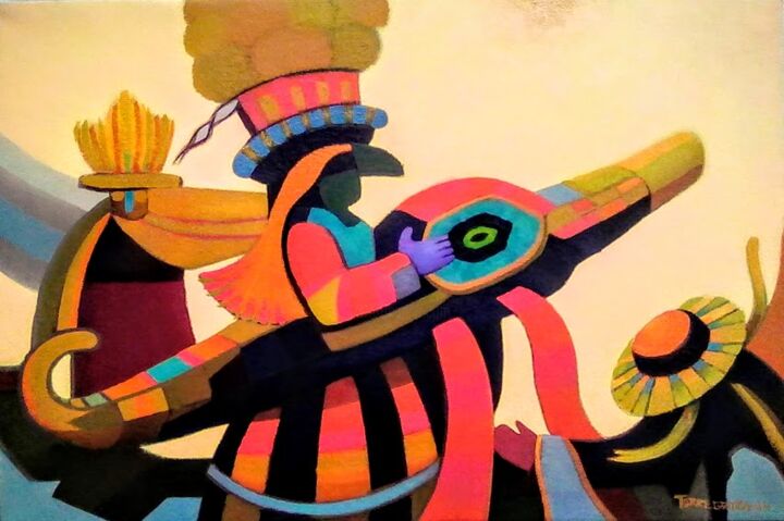Painting titled "FESTEJO 1" by Sandro Torregroza, Original Artwork, Oil Mounted on Wood Stretcher frame