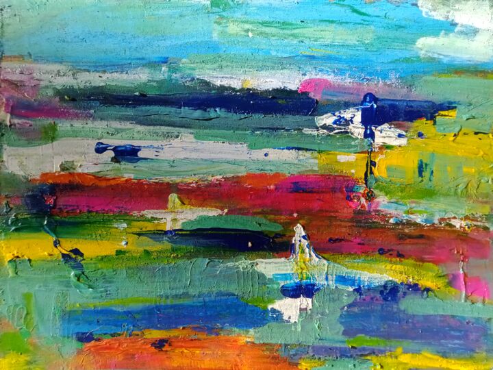 Pintura intitulada "Abstract sea scape" por Simon Ralfe, Obras de arte originais, Acrílico