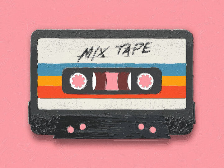 Retro Cassettes Audio Tapes Vintage Retro Music Record Paint 绘画, 15x20 in