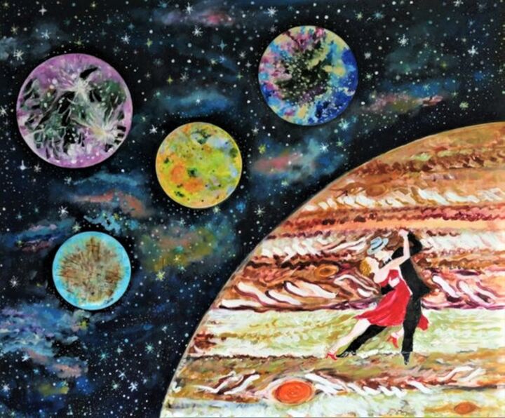 Moonlight Dance on Jupiter 绘画, 39.4x47.2 in