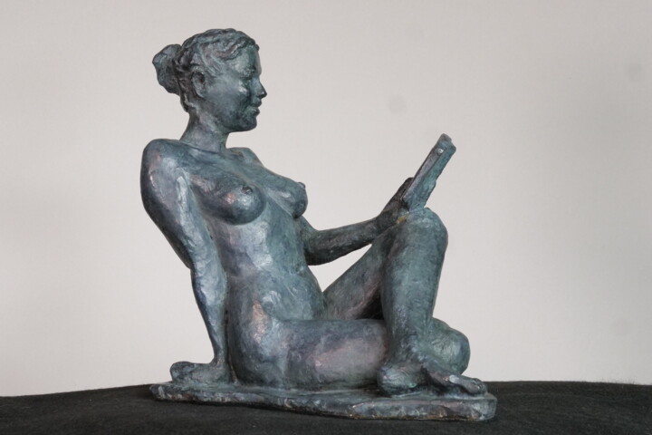 Sculptuur getiteld "Lectrice n°2" door Jean Pierre Picheny, Origineel Kunstwerk, Bronzen