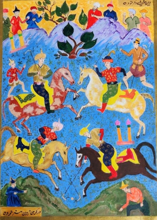Chogan -- A Polo Match 绘画, 31.5x21.7 in