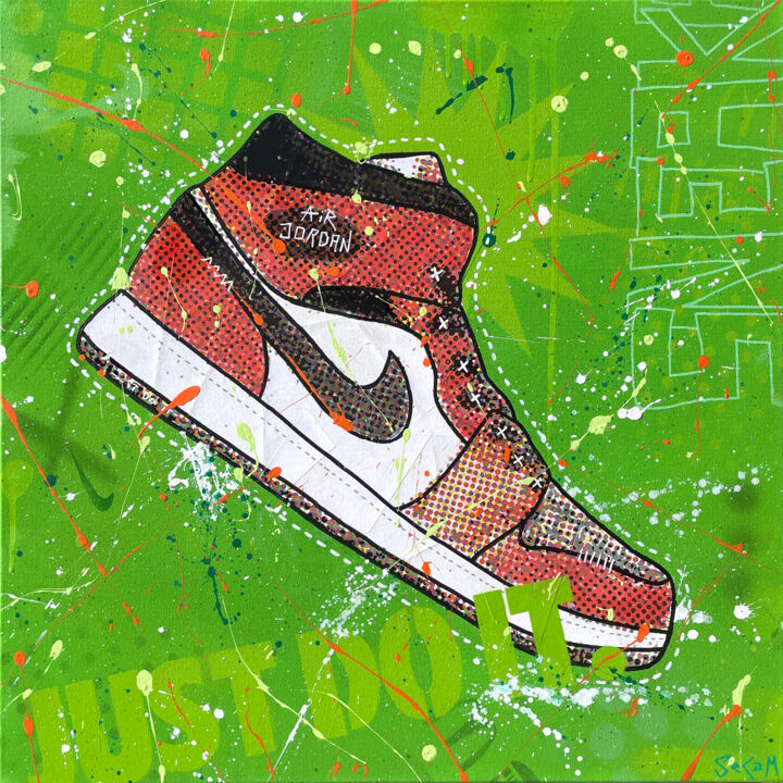 SNEAKER - GREEN 绘画, 23.6x23.6 in