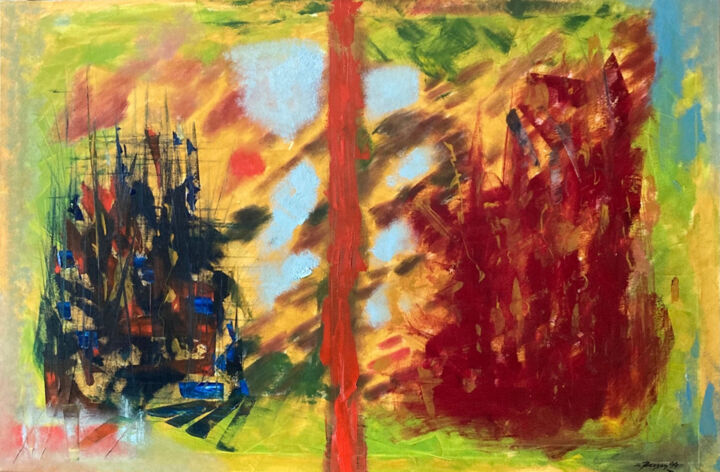 Peinture intitulée "Central Parc" par Guy Benson, Œuvre d'art originale, Huile
