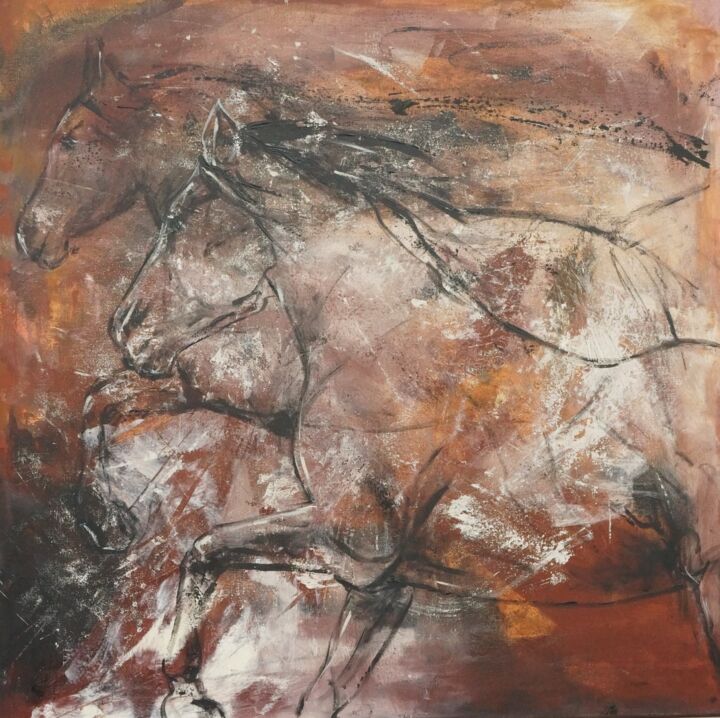 Horses C122 绘画, 39.4x39.4 in