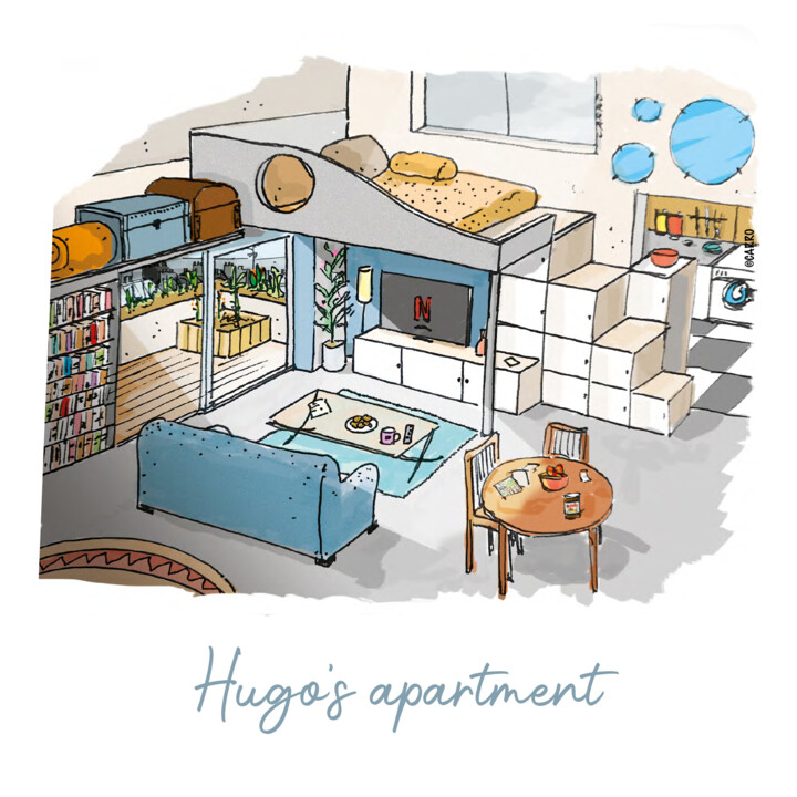KARI KRO - Hugo's apartment 图画, 11.8x11.8 in