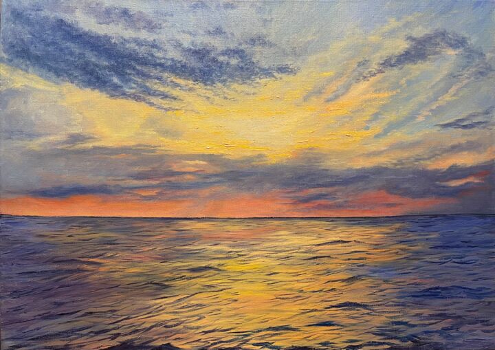 Pittura intitolato "Wing clouds" da Elena Tretiakova, Opera d'arte originale, Olio Montato su Telaio per barella in legno