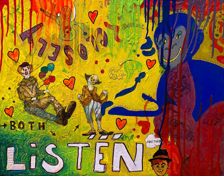 LISTEN CLOSELY 绘画, 17.5x22.5 in