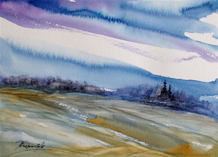 Peinture intitulée ""Nostalgie d'une na…" par Guy Benson, Œuvre d'art originale, Aquarelle