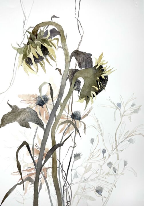 제목이 "Sunflowers , waterc…"인 미술작품 Alisa Diakova로, 원작, 수채화