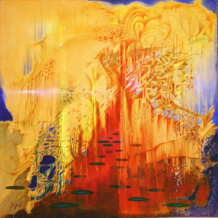 Painting titled "Небесная Архитектура" by Vitaliy Yermolayev, Original Artwork, Acrylic