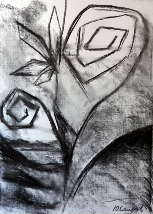 Flower and mountains 图画, 16.5x11.8 in