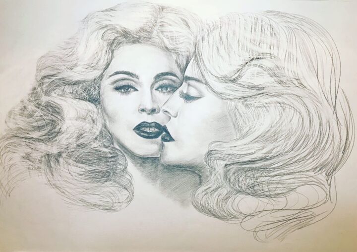 Рисунок под названием "MADONNA" - Mariia Kostyria, Подлинное произведение искусства, Карандаш
