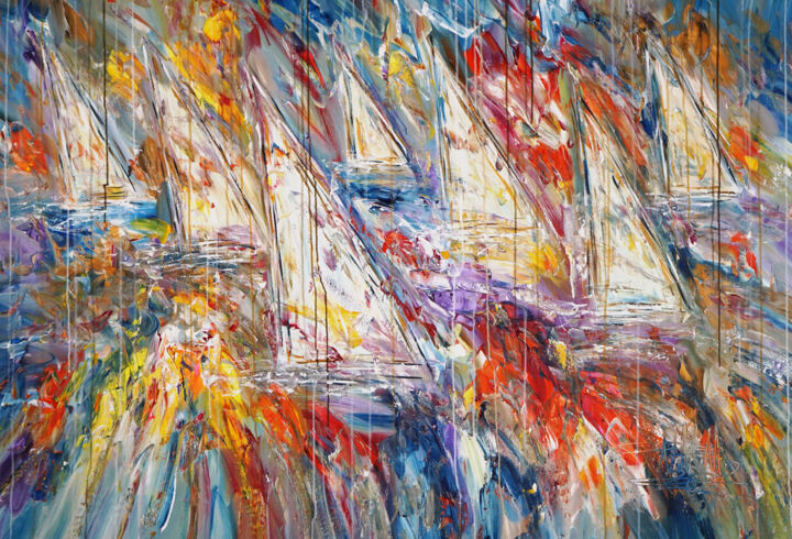 Stormy Sailing Regatta XL 7 绘画, 41.3x61 in