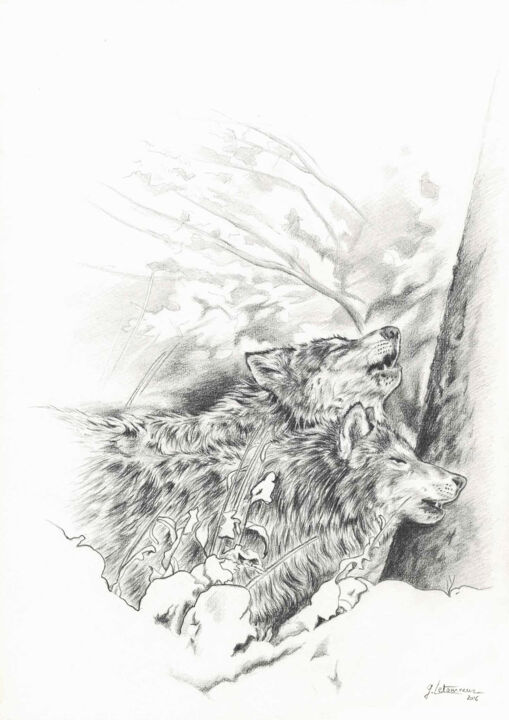 Ensemble contre neige et vent 图画, 16.5x11.7 in
