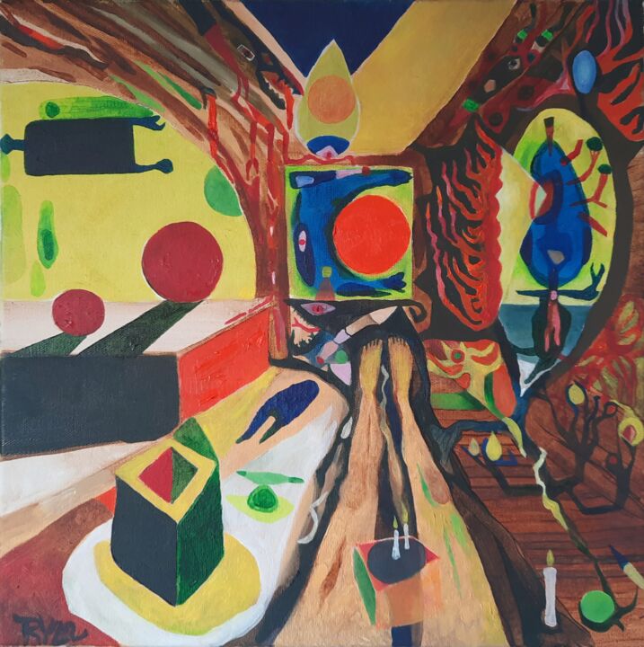 Der Horizont und das Reatsel 绘画, 15.8x15.8 in