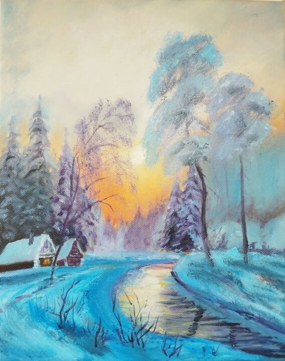 Winter landscape 绘画, 11.8x9.5 in