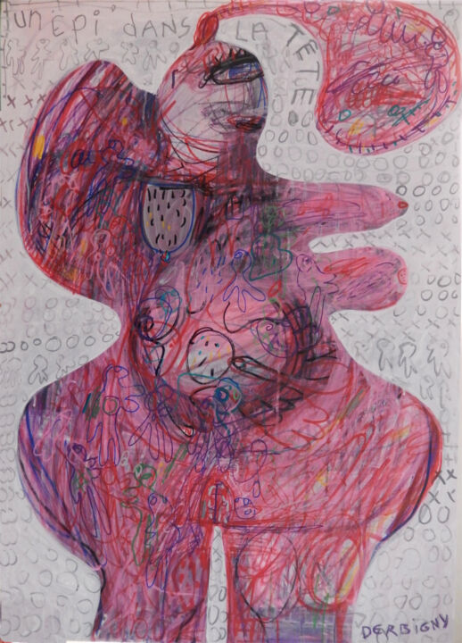La vie en rose ou un épi dans la tête 绘画, 36.2x25.6 in