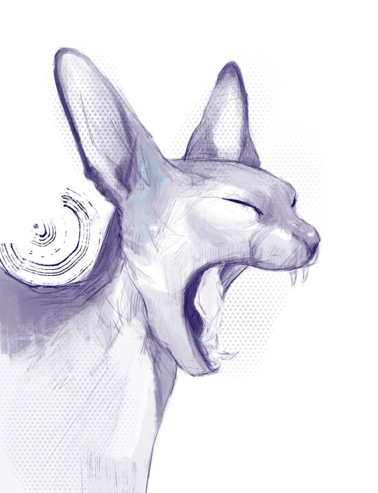 数字艺术 标题为“Screaming cat 2” 由Anastasia Semenova, 原创艺术品, 数字油画