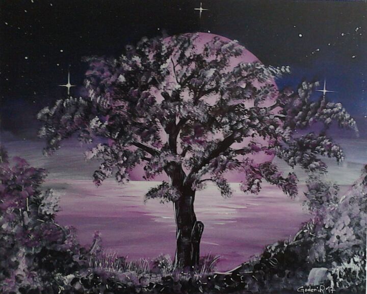 SPACE NIGHT Painting, 15.8x19.7 in