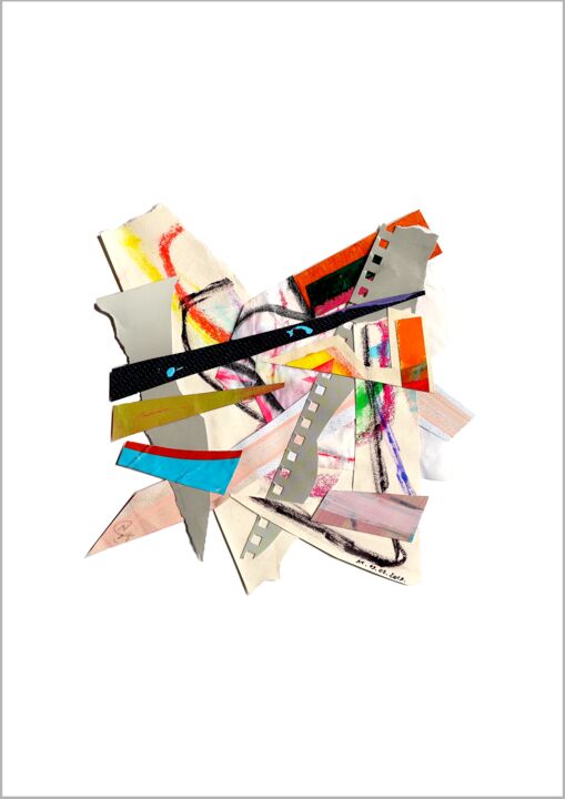 拼贴 标题为“COLLAge flottant ab…” 由Nathalie Cuvelier Abstraction(S), 原创艺术品, 拼贴 安装在铝上