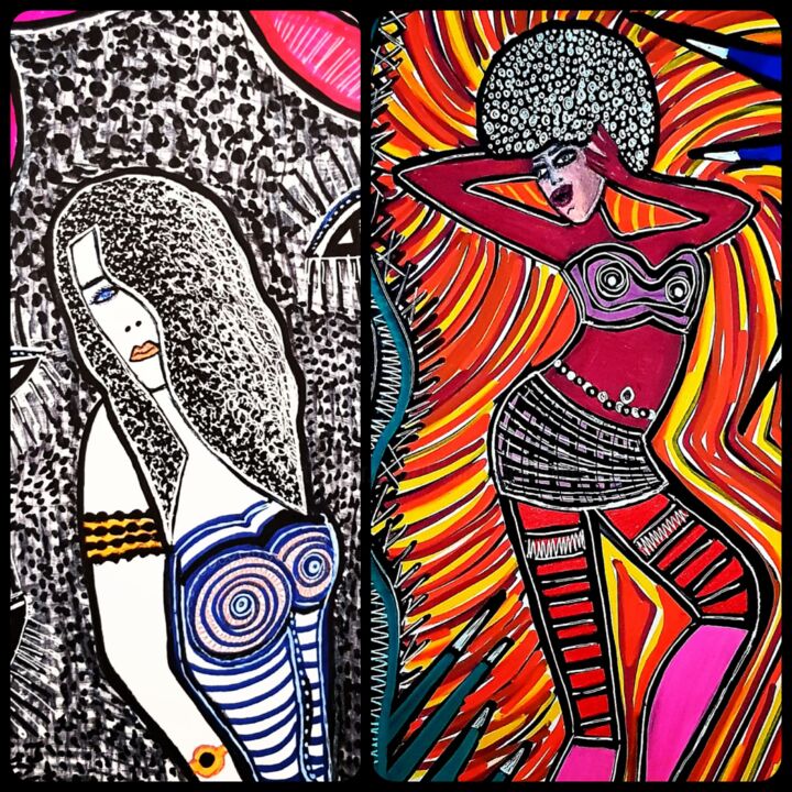 Mirit Ben-Nun artistic colors Israeli paintings, 绘画, 13.8x13.8 in