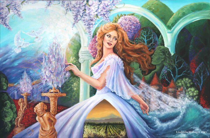 Painting titled "ANGÉLIQUE. Ma dédic…" by Liudmila Ménager, Original Artwork, Oil