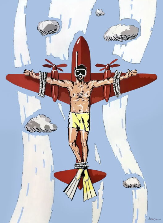Diver 绘画, 59.1x43.3 in