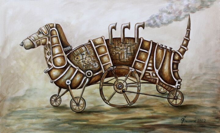 СОБАКА ТАКСА 绘画, 19x30 in