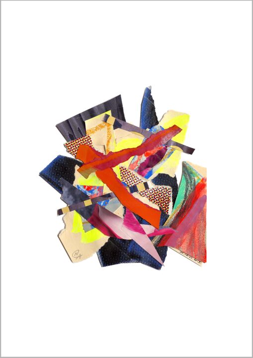 拼贴 标题为“Collage flottant ab…” 由Nathalie Cuvelier Abstraction(S), 原创艺术品, 拼贴 安装在铝上