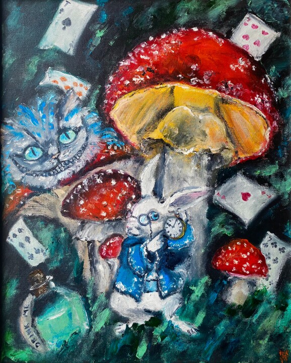 Alice in Wonderland Original Oil Painting Pittura, 19,7x15,8 in
