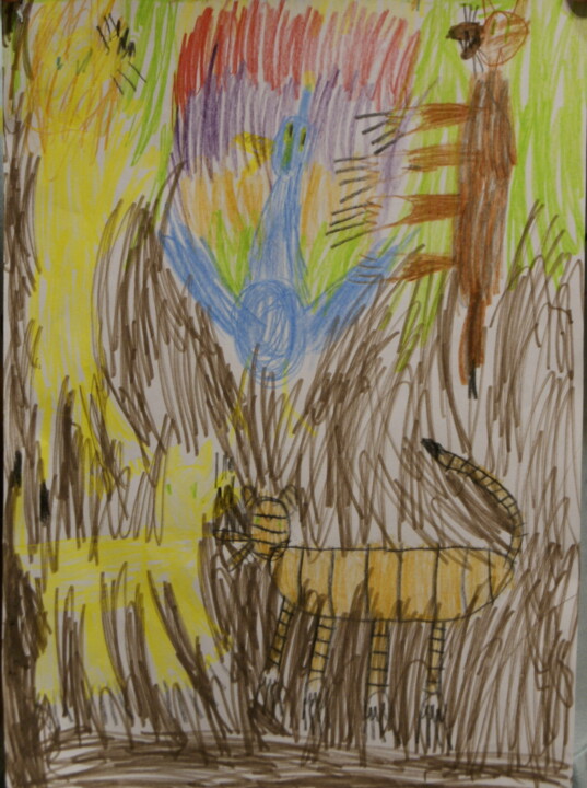Джунгли. Павлин. 图画, 11.8x7.9 in