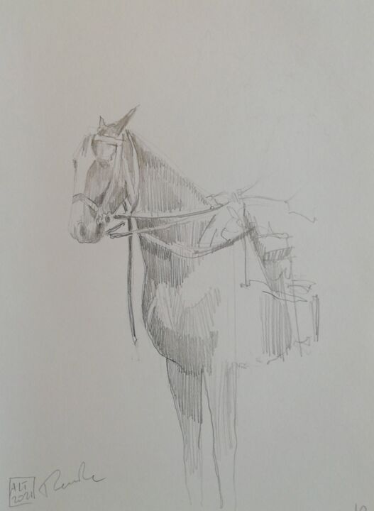 Cheval harnaché 图画, 11.4x7.9 in