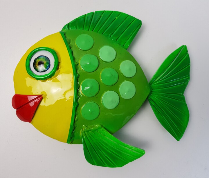 Happy Fish 4 雕塑, 7.9x8.7 in