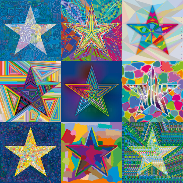 Digital Arts titled "Nine Stars" by Bernd Wachtmeister, Original Artwork, 2D Digital Work