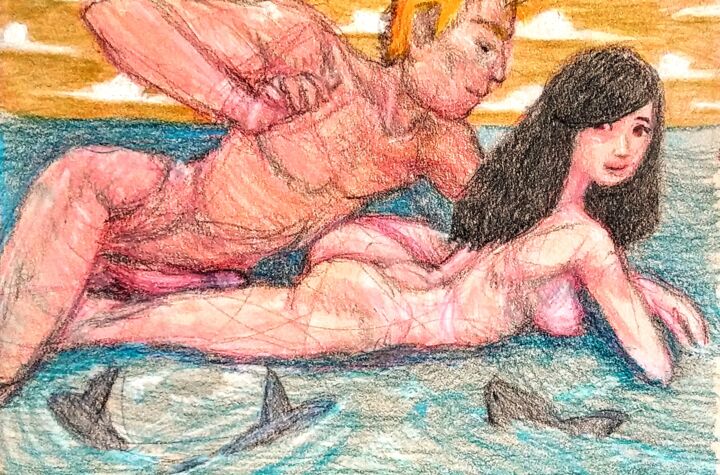 Lovers 117, Her uncertainty in anticipation of anal 图画, 6x8 in